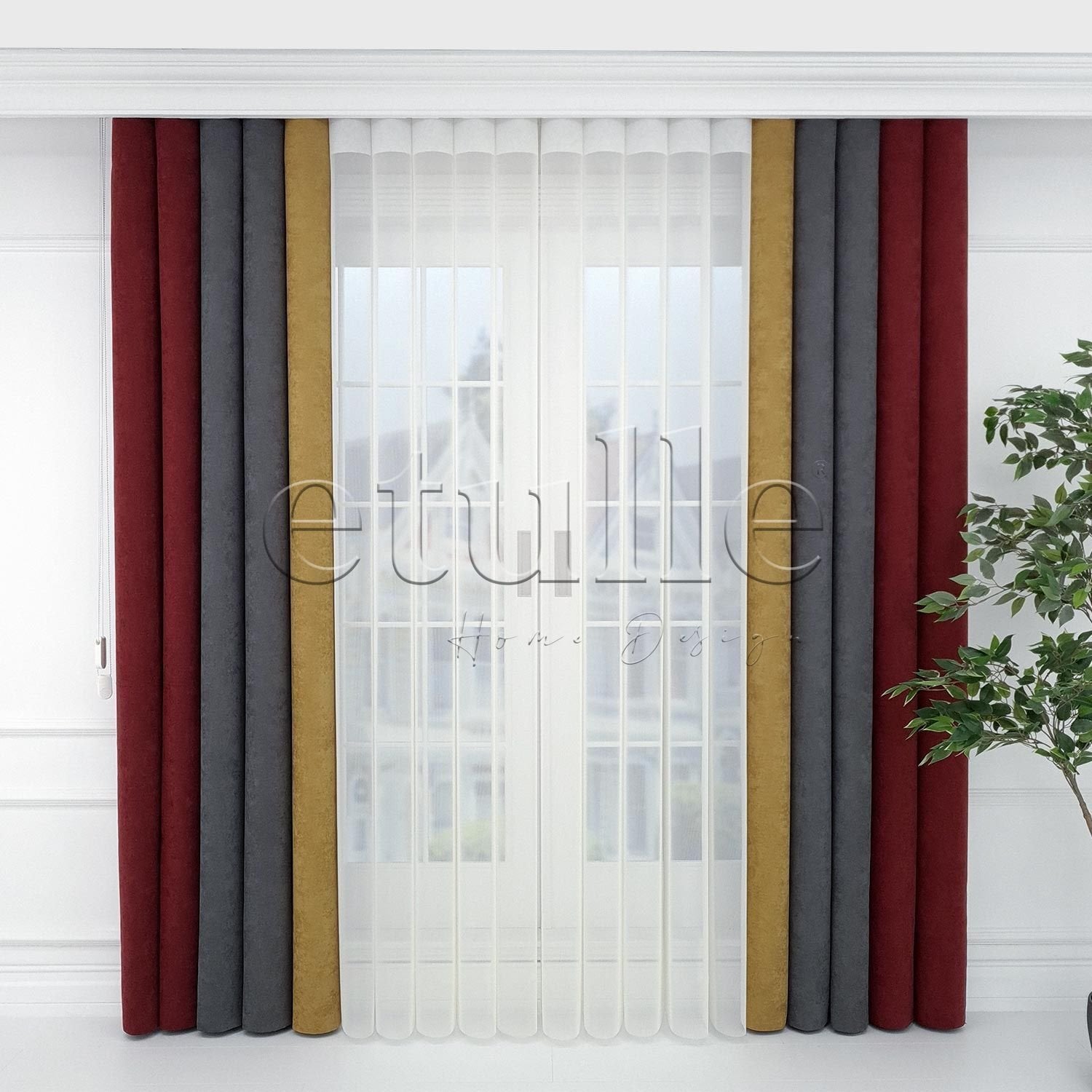 Surrey - Fonlu Dikey Tül Perde