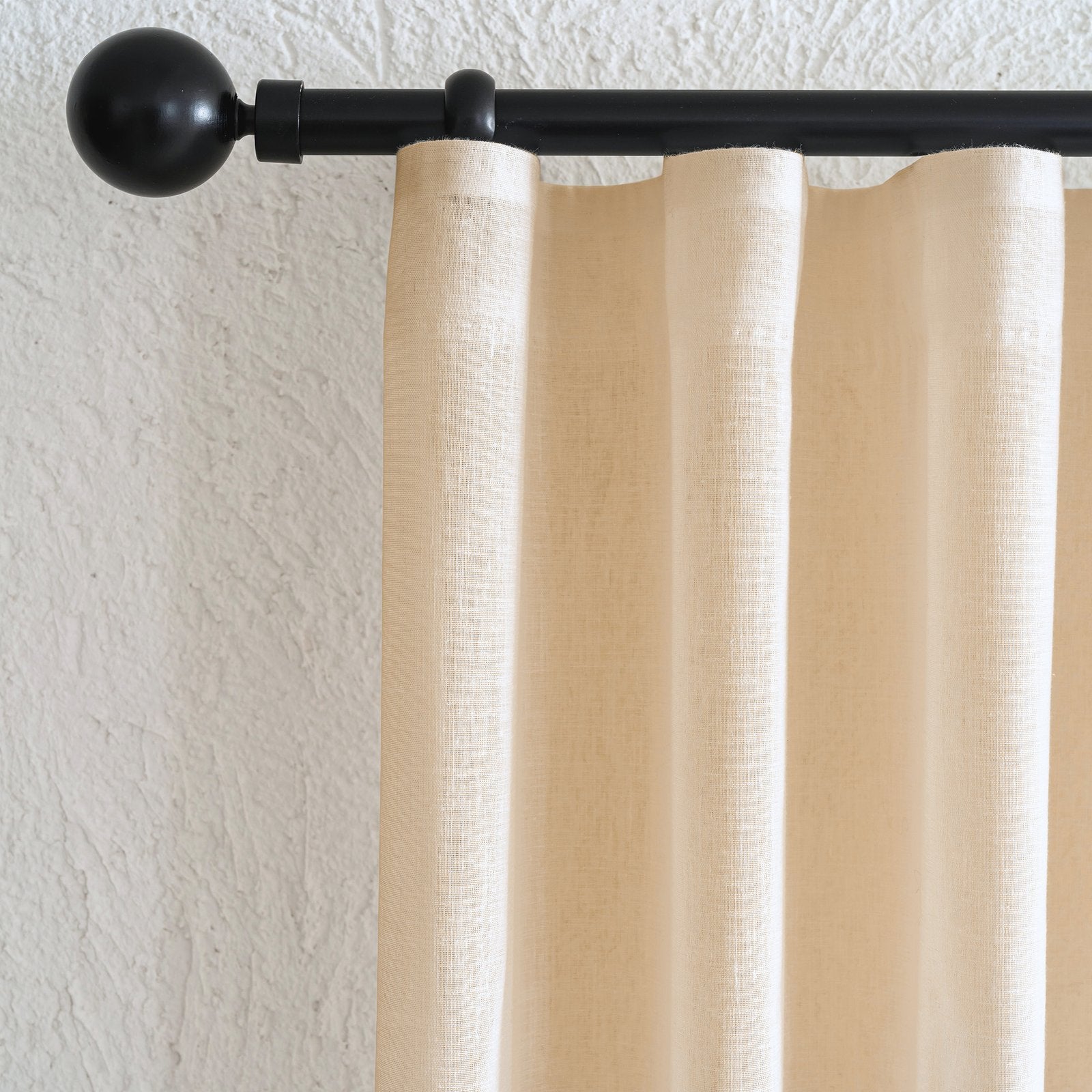 Bej Mat Keten Desen Tül Perde | Calvora