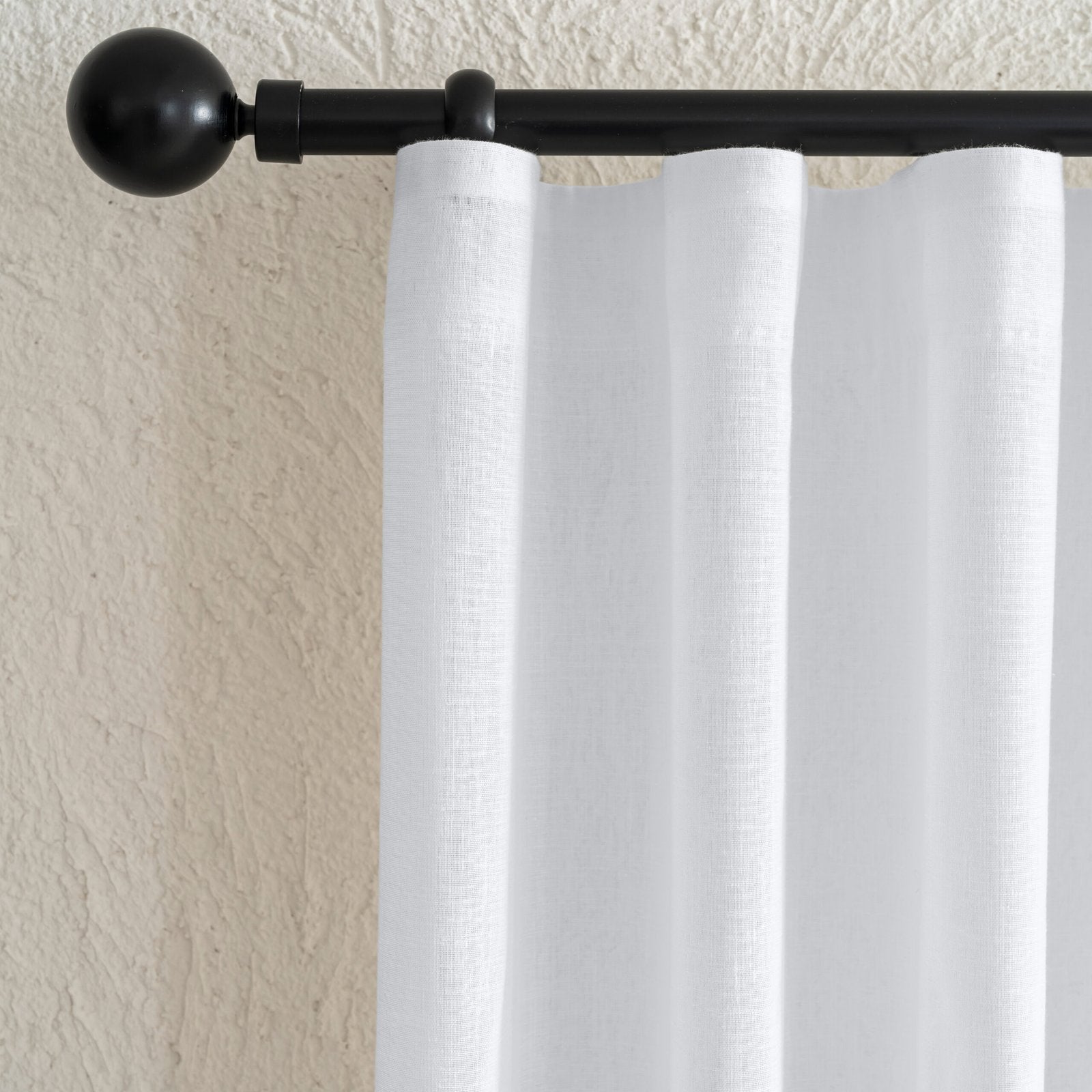 Beyaz Mat Keten Desen Tül Perde | Calvora